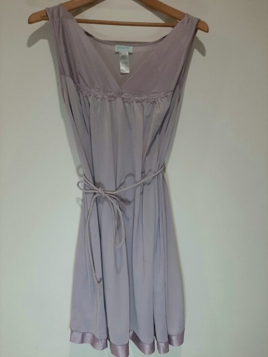 Vanity fair vintage fairycore lavender classic ightgown dress embroidered satin - Picture 4 of 12